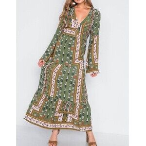 Altar'd State Green and Brown Maxi Dress